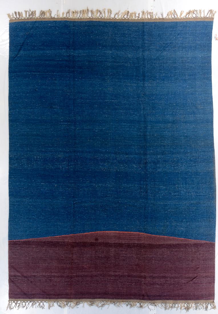 Nambu Natural Dye Kilim, Nepal: 9' x 12'6'': Nambu Natural Dye Kilim, Nepal: hand-woven kilim, hand-spun wool, natural dyes. Size: 9' x 12'6''. PLEASE NOTE: THIS IS A NO HIDDEN RESERVE AUCTION, ALL ACCEPTABLE BIDDING WILL COMMENCE AT THE ONLINE 