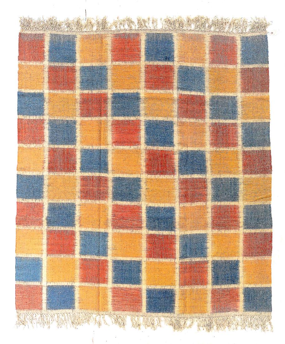 Nambu Natural Dye Ikat Kilim, Nepal: 8' x 9'2'': Nambu Natural Dye Ikat Kilim, Nepal: hand-woven kilim, hand-spun wool, natural dyes. Size: 8' x 9'2''. PLEASE NOTE: THIS IS A NO HIDDEN RESERVE AUCTION, ALL ACCEPTABLE BIDDING WILL COMMENCE AT THE ONL