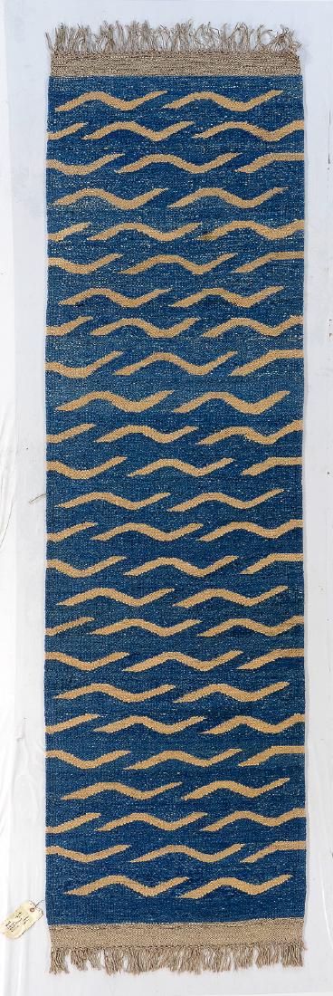 Nambu Natural Dye Kilim, Nepal: 2'6'' x 10': Nambu Natural Dye Kilim, Nepal: hand-woven kilim, hand-spun wool, natural dyes. Size: 2'6'' x 10'. PLEASE NOTE: THIS IS A NO HIDDEN RESERVE AUCTION, ALL ACCEPTABLE BIDDING WILL COMMENCE AT THE ONLINE 