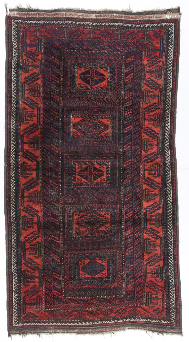 Antique Beluch Rug, Afghanistan: 3'3'' x 6': Antique Beluch Rug, late 19th c, Afghanistan: 3'3'' x 6' (99 x 183 cm).