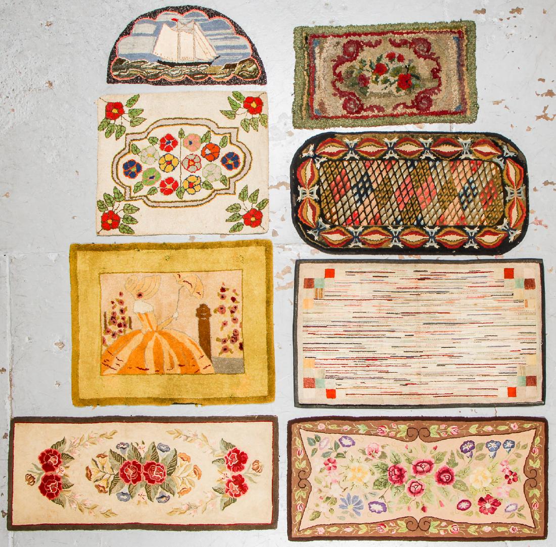 Estate lot of 8 Antique American Hooked Rugs (1 of 10)