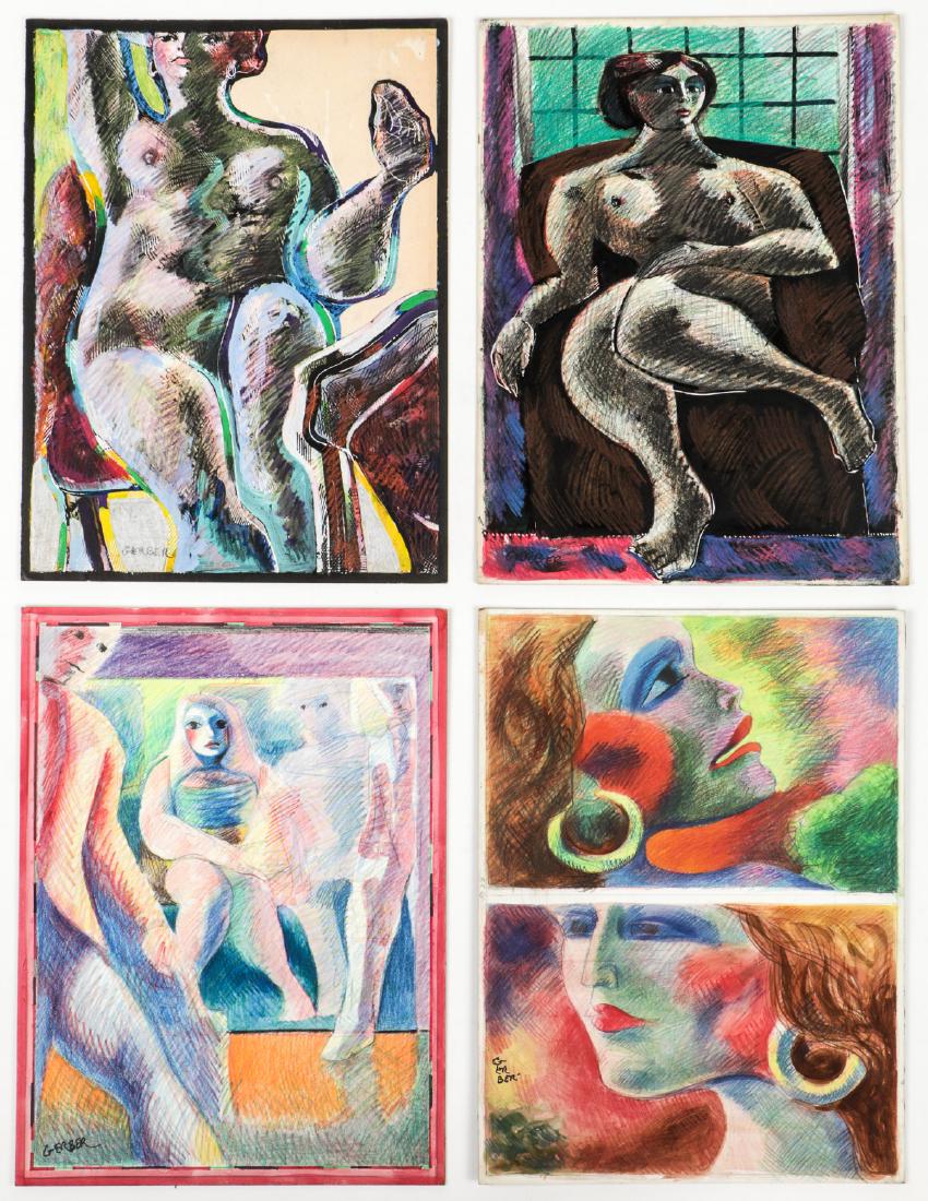 Jack Gerber (b. 1927) 4 Mixed Media Works (1 of 9)