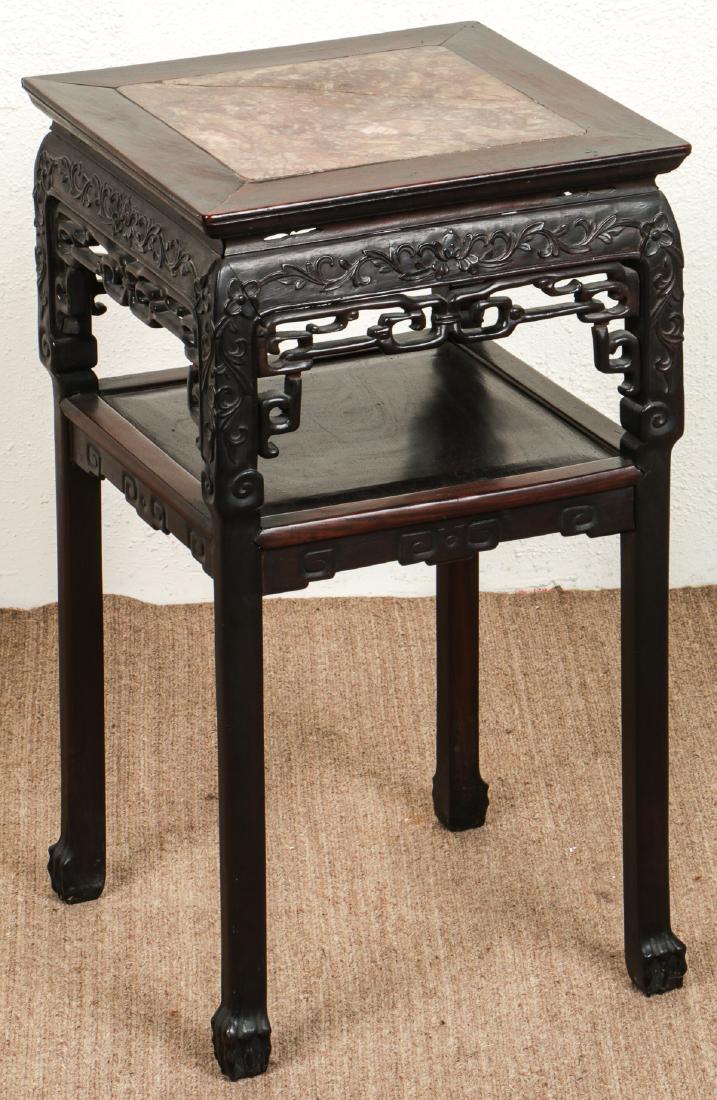 Antique Chinese Hardwood Marble Top Table (1 of 7)