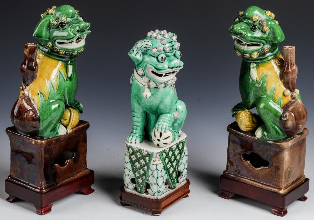 Group of 3 Antique Chinese Ceramic Foo Lion Figures (1 of 7)