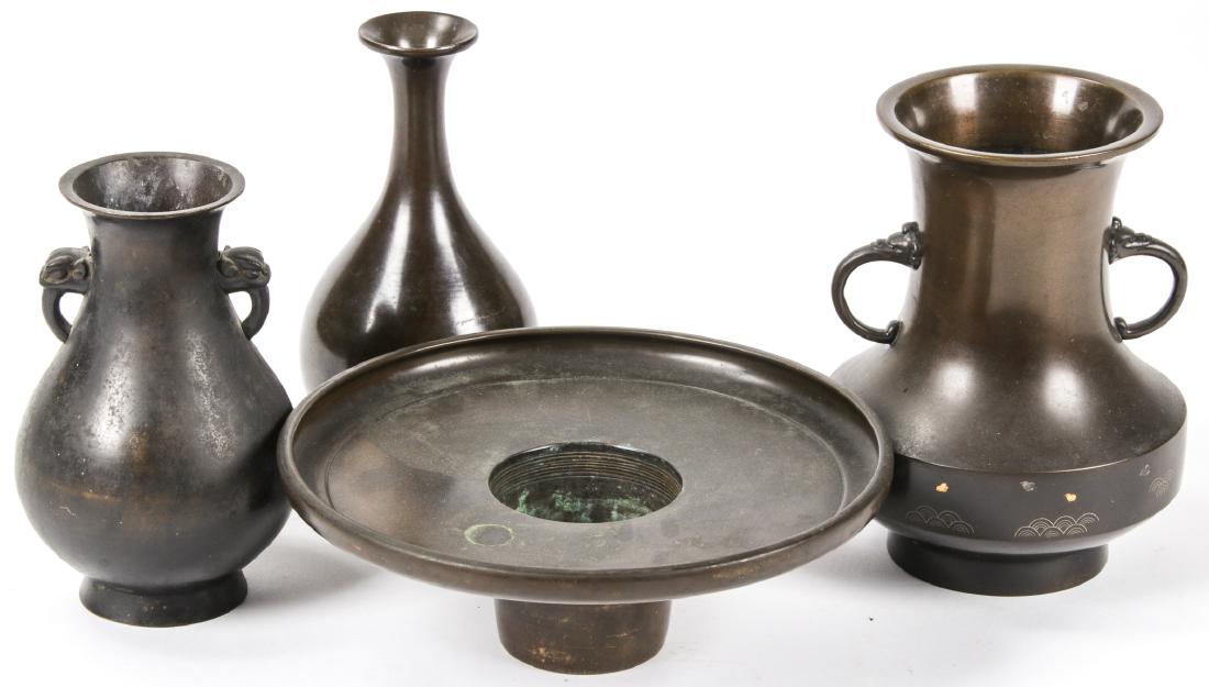 4 Antique Japanese Bronze Vessels (1 of 9)