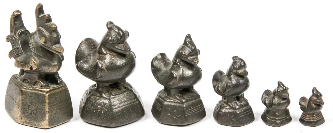 6 Antique Bronze Opium Weights, Burma (1 of 9)