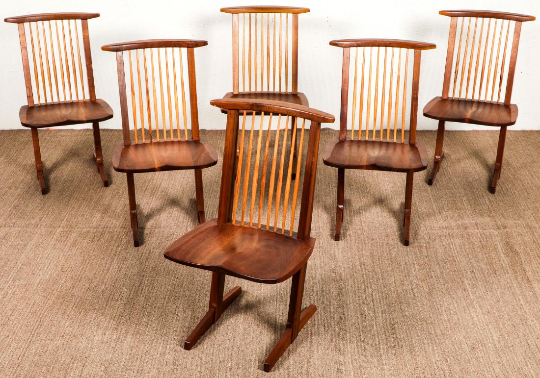 George Nakashima (1905-1990) Set of 6 Conoid Chairs (1 of 9)