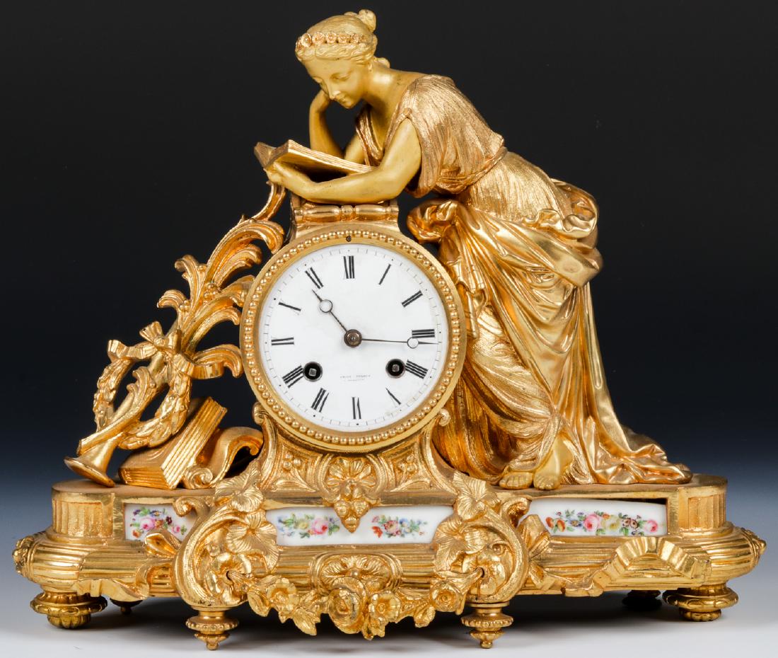 Louis XVI Style Porcelain and Gilt Mantle Clock (1 of 9)