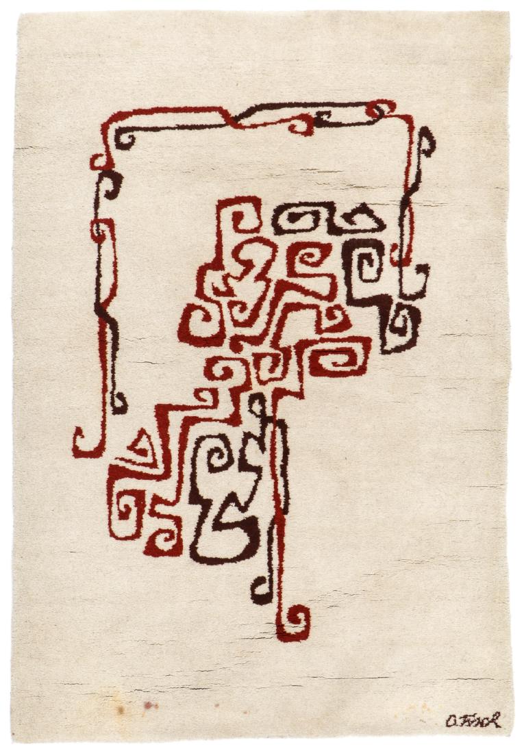 Mid Century Modern Wool Rug, Artist Signed (1 of 7)