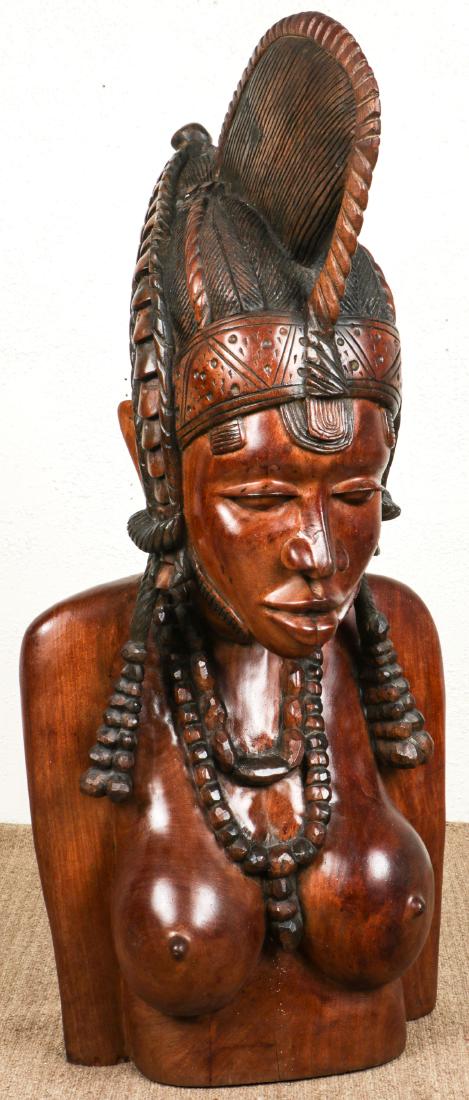 Large Vintage Sculpture of Masai Woman: 49' H (1 of 5)