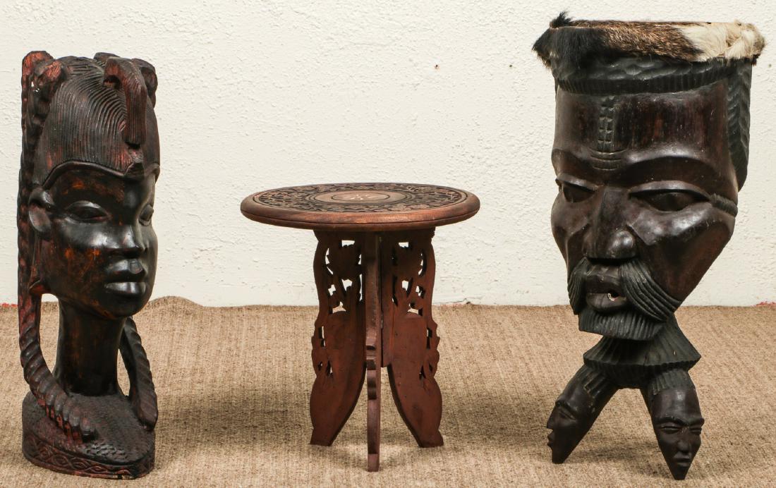 2 Vintage African Carved Wood Figural Forms & Side (1 of 9)