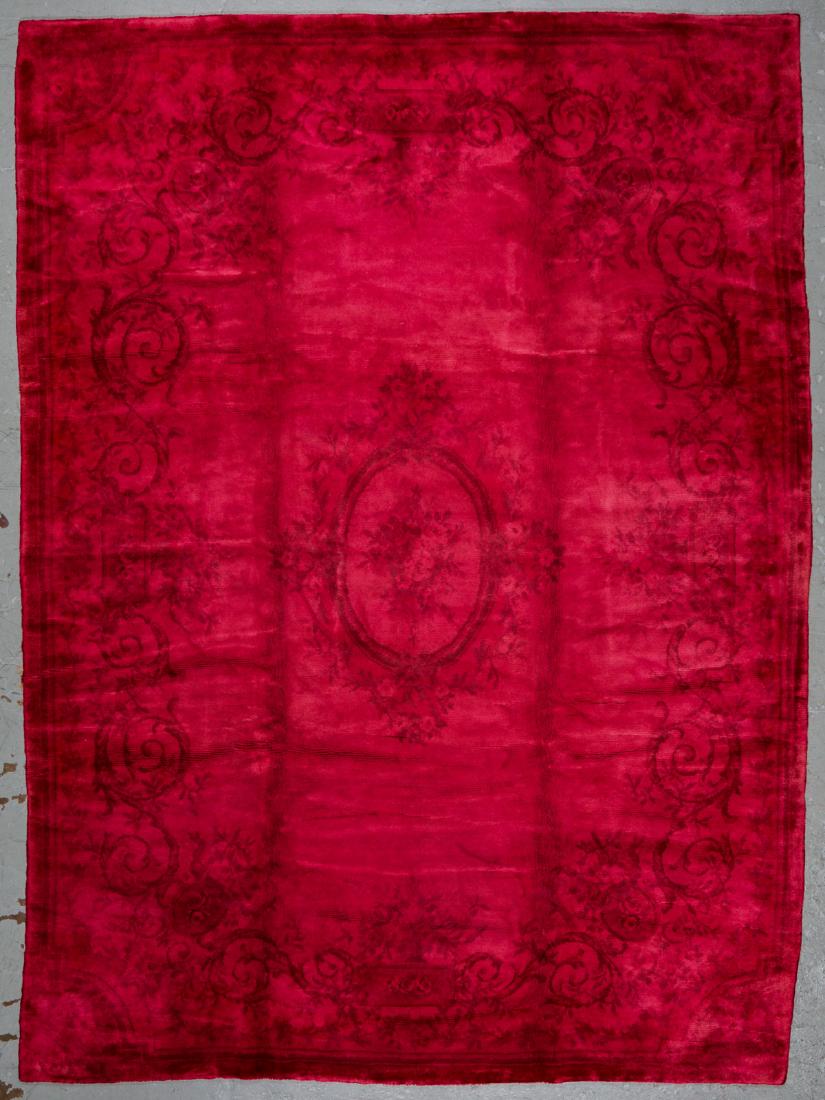 Vintage Overdyed Savonnerie Carpet, Czechoslovakia: (1 of 2)