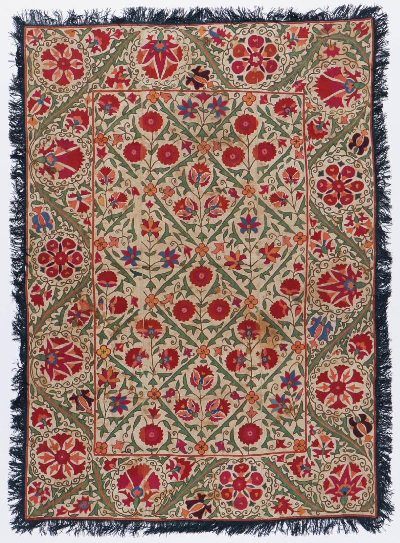 Antique Central Asian Suzani: 56"x40" (1 of 5)