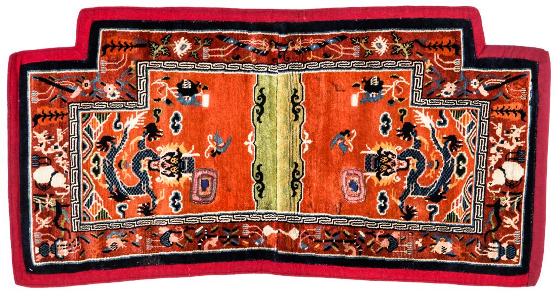 Tibetan Double Facing Dragon Saddle Rug: 2'2'' x 4'3'' (1 of 6)