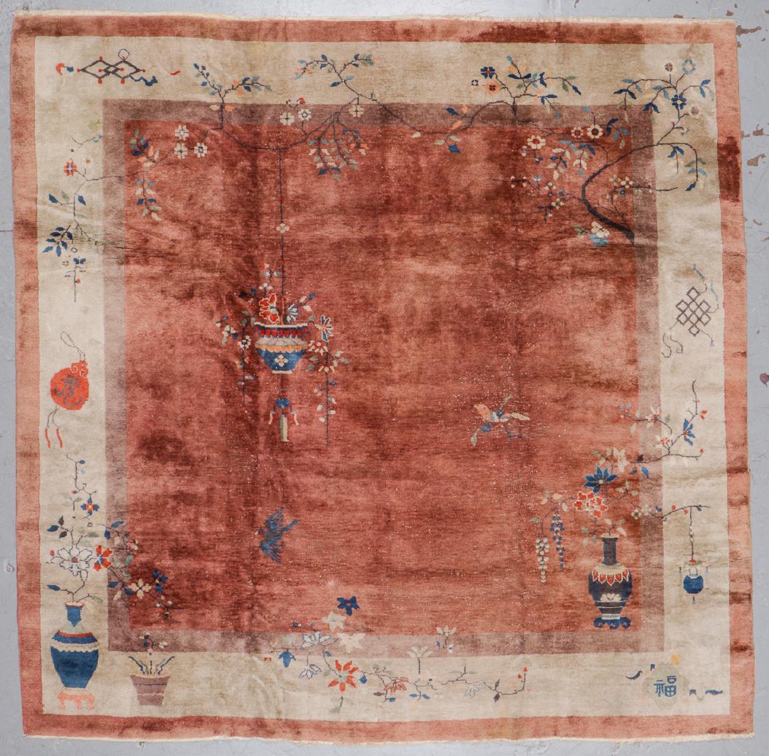 Chinese Art Deco Rug, Early 20th C: 9'10'' x 9'9'' (1 of 6)