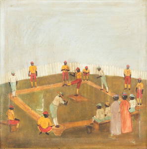 African American Baseball Game, Oil on Canvas, Late