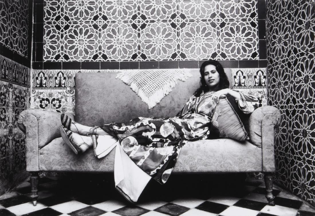 Hassan Hajjaj (Moroccan, b. 1961) "Ilham": Hassan Hajjaj (Moroccan, b. 1961) "Ilham, Morocco", 2000. Epson Luster Print on Aluminum. Size: 30'' x 43'' (76 x 109 cm). Exhibition Photograph from "Africa: See You, See Me". Provenance: Private New