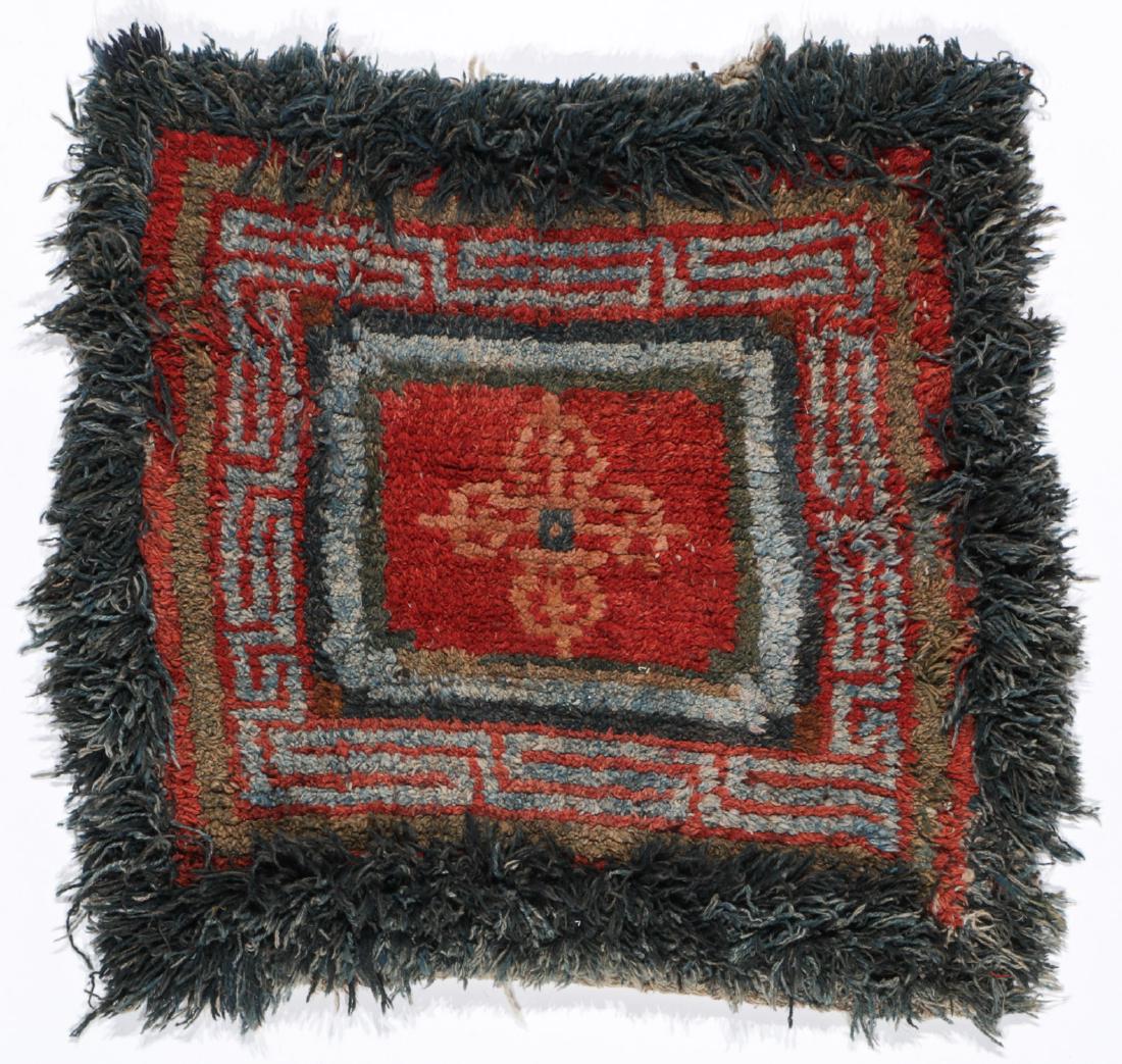 19th C. Tibetan Wangden Monastic Rug: 2'11'' x 2'11'': 19th C. Tibetan Wangden Monastic Rug: 2'11'' x 2'11'' (89 x 89 cm). 6 lbs.