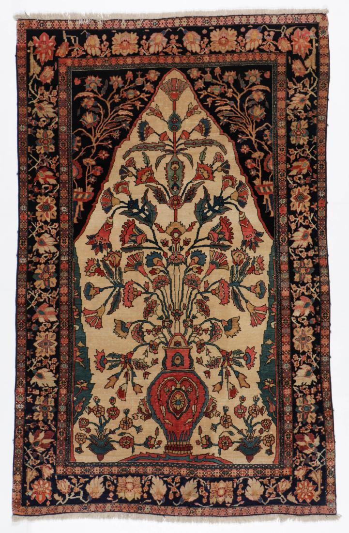 Antique Ferahan Sarouk Prayer Rug: 4'2'' x 6'7'' (1 of 7)