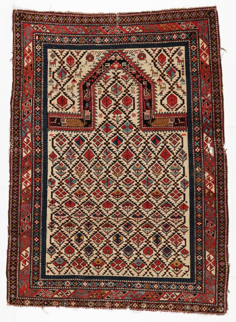 Antique Shirvan Prayer Rug, Caucasus: 3'9'' x 5'0'' (1 of 7)