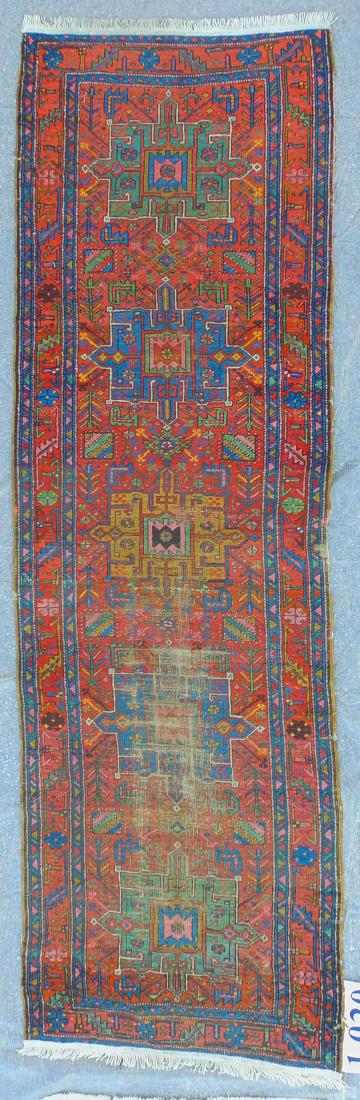 Antique Karadja Rug: 3'5'' x 10'10'': Antique Karadja Rug, Persia, late 19th c: 3'5'' x 10'10'' (104 x 330 cm). 14 lbs.