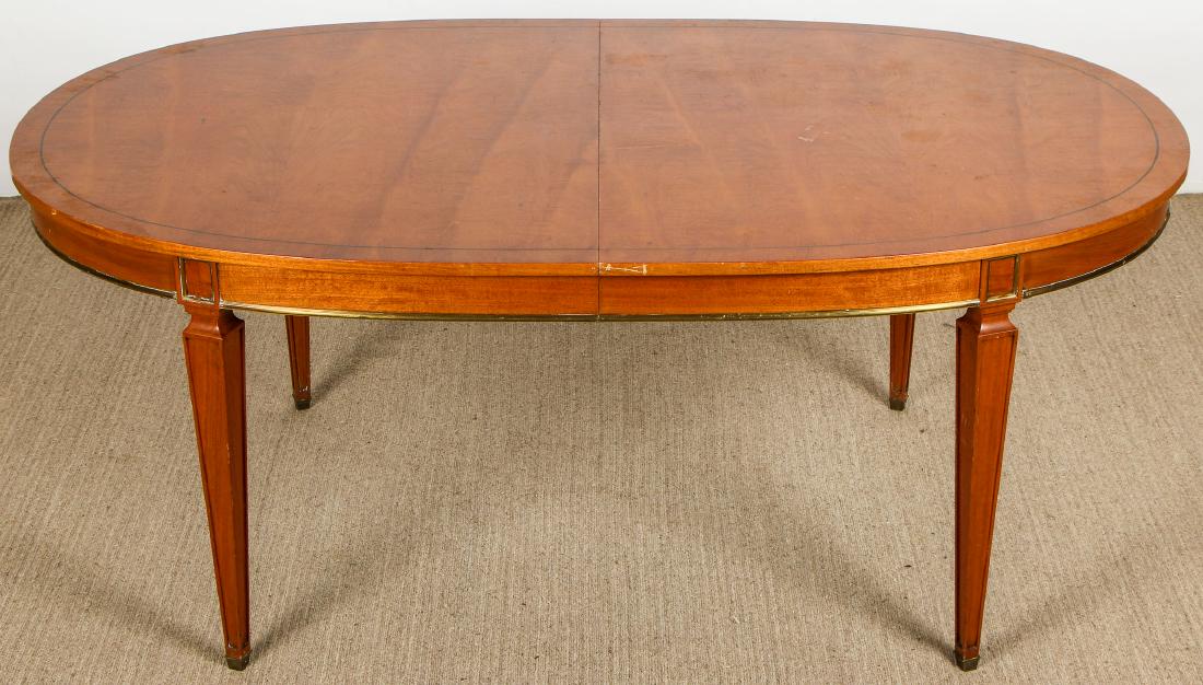 Regency Style Dining Table: Regency Style Dining Table, comes with 2 leaves. Size without leaves: 30'' x 74'' x 44'' (76 x 188 x 112 cm). Provenance: Estate of Haim and Rachel Shalom, Port Washington, NY.