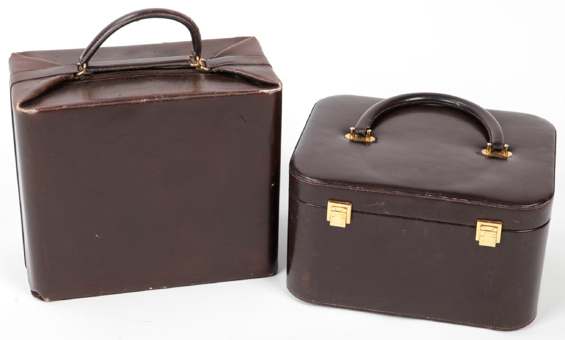 2 Vintage Hermes Brown Leather Train Cases, 1960's (1 of 8)