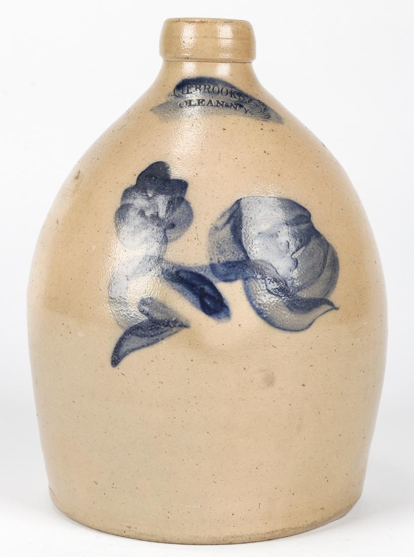 J.H. BROOKS, OLEAN, NY STONEWARE JUG (1 of 8)