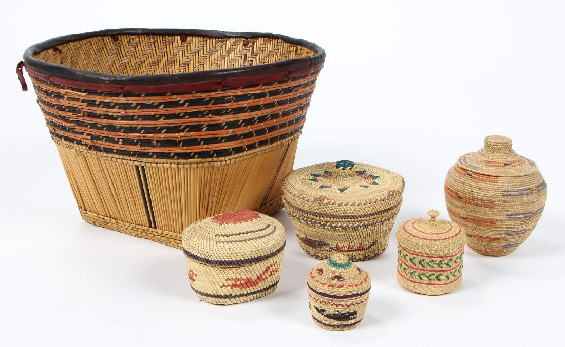 Collection of 6 Ethnographic Baskets, Various Origins (1 of 3)