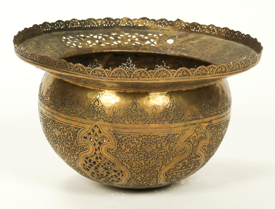 Antique Ottoman Brass Hanging Pierced Lamp (1 of 5)