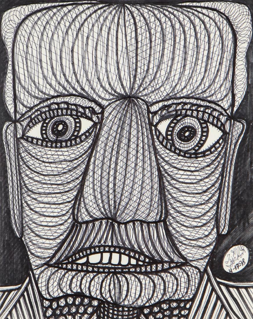 Ted Gordon (b.1924) Portrait, ink drawing on paper (1 of 4)