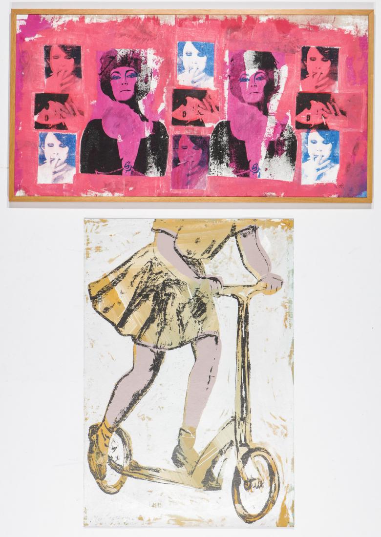 Two Works: David Bromley and Copp: Two Works: 1) David Bromley (Australian, b. 1960) Screenprint, signed and numbered. Unframed. Size: 43.75'' x 29.75'', 111 x 76 cm (sheet); 2) Painting, signed Copp. Framed. Size: 25.75'' x 49.75'', 6