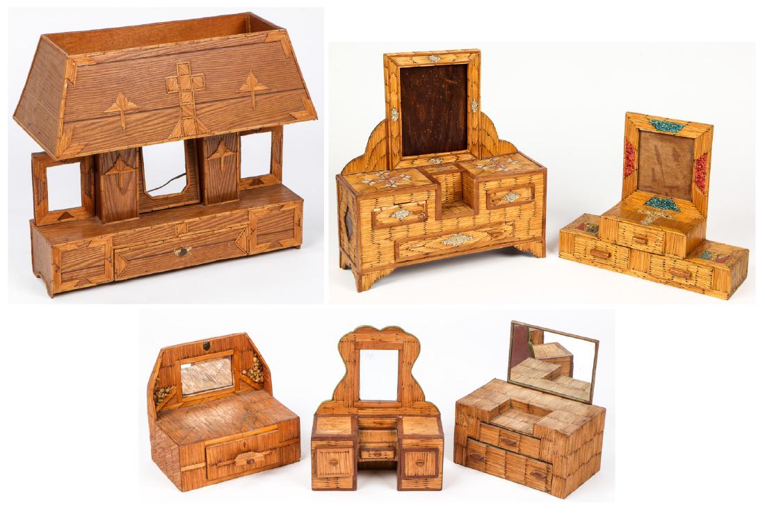 Collection of Matchstick Folk Art Furniture Sculptures (1 of 10)