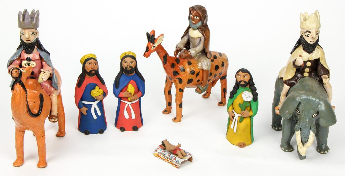Mexican (20th c.) Folk Art Clay Nativity Scene Figures (1 of 6)