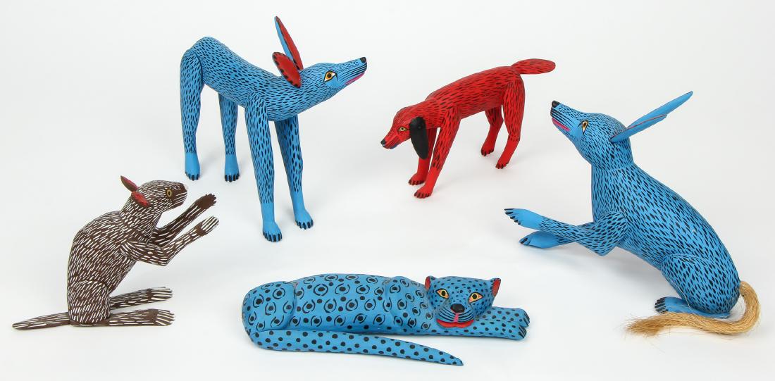 Manuel Jimenez (Mexican/Oaxacan, 20th c.) 5 Carved and (1 of 7)