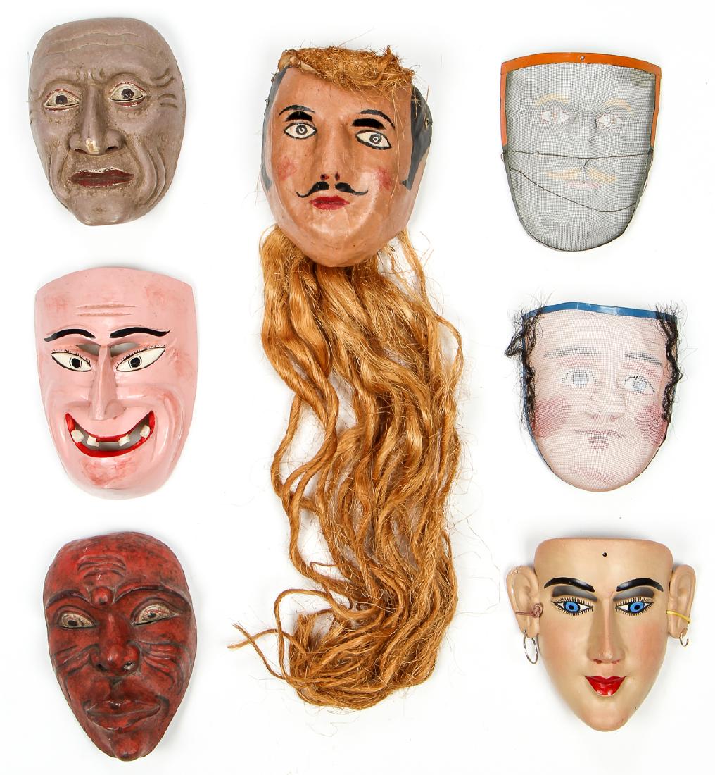 7 Vintage Mexican, 20th c. Festival Masks (1 of 6)