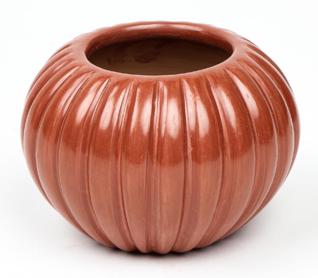 Angela Baca (1927-2014) Red Santa Clara Pottery Melon (1 of 4)