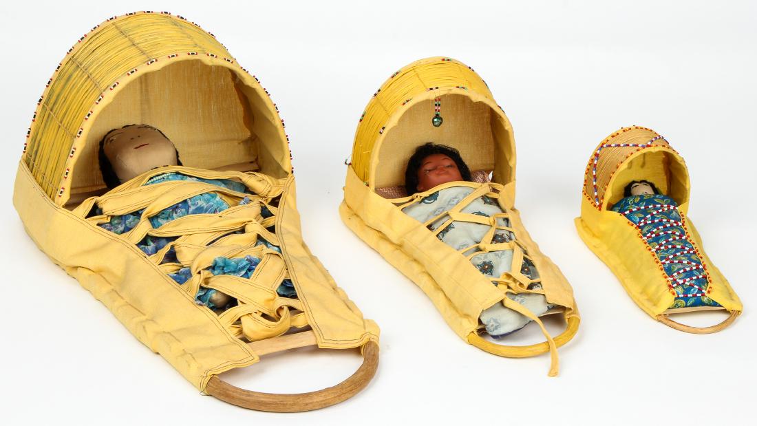 3 Native American Dolls in Papooses (1 of 8)