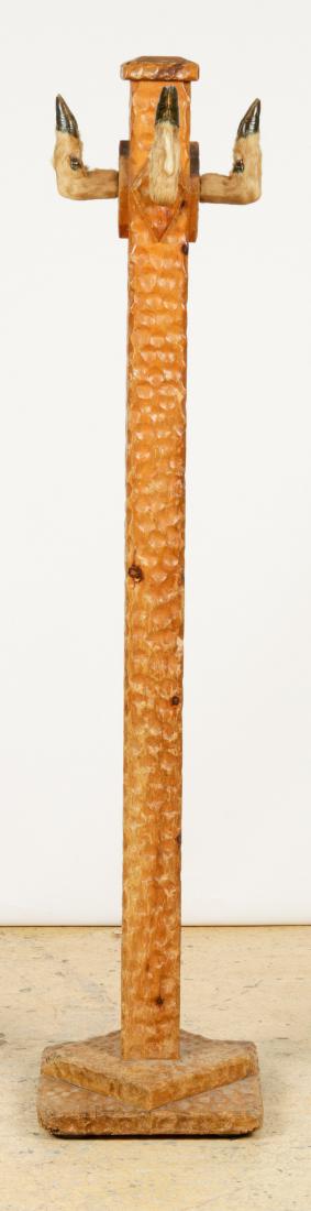 Old Folk Art Carved Wood Coat Hanger: Old Folk Art Carved Wood Coat Hanger, taxidermy animal feet. Size: 63'' x 14'' x 14'' (160 x 36 x 36 cm).