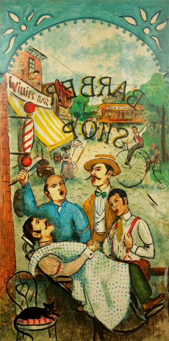Leonard Pytlak (American, 1910-1998) Barbershop Mural (1 of 3)