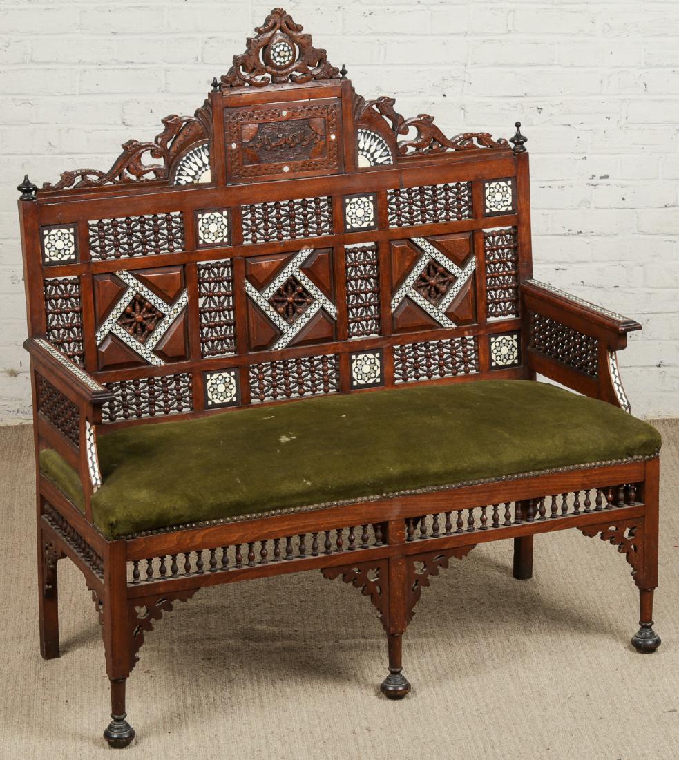 Syrian Wood and Inlay Sofa, Early 20th C (1 of 7)
