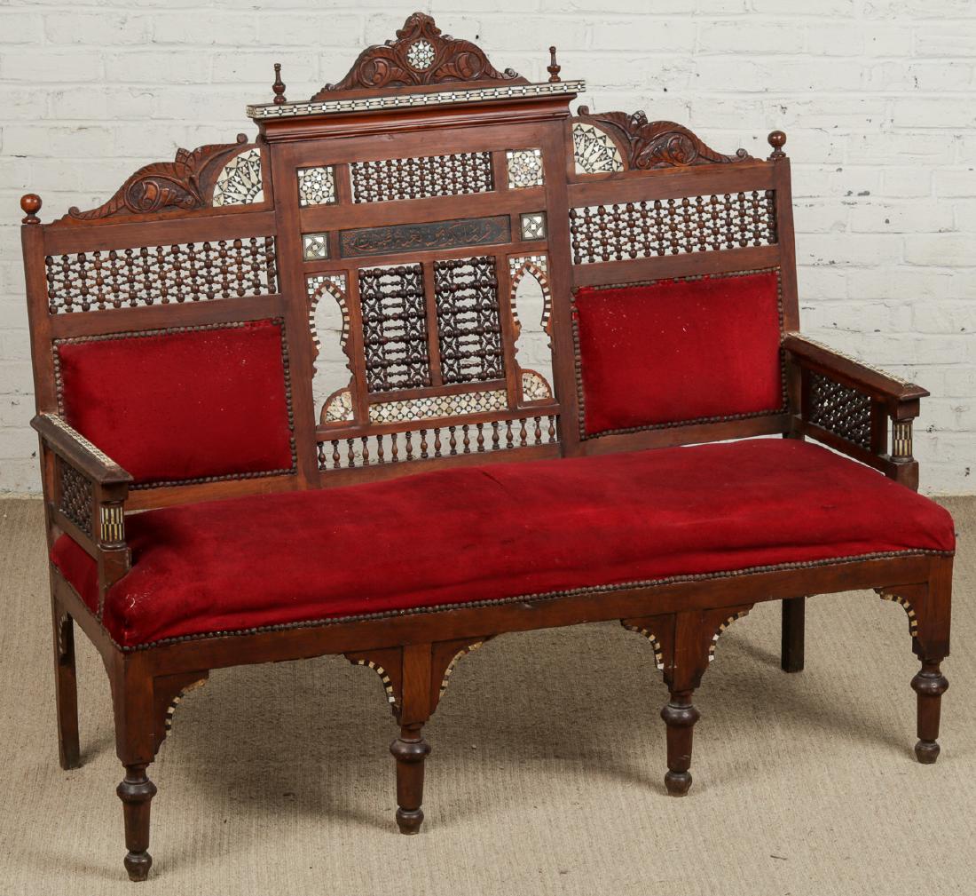 Syrian Wood and Inlay Sofa, Early 20th C (1 of 7)