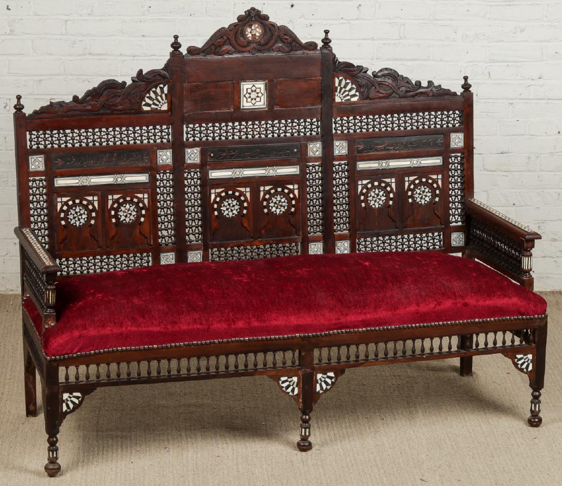 Syrian Wood and Inlay Sofa, Early 20th C (1 of 8)