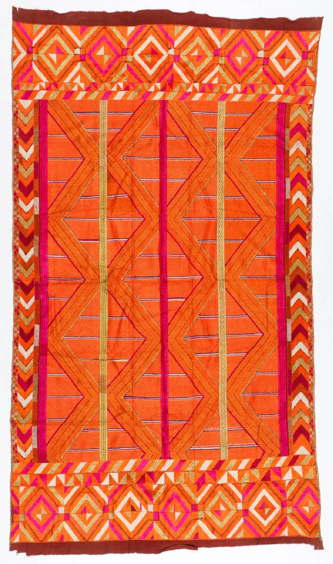 Indian Phulkari Silk Embroidered Textile (1 of 3)