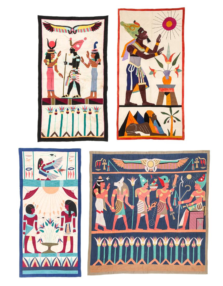 4 Old Egyptian Applique Textiles of Ancient Themes (1 of 5)