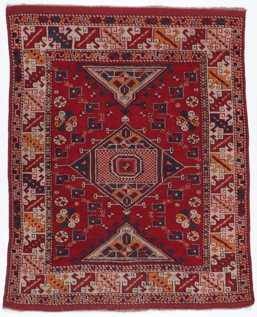Antique Bergama Rug: 4'7'' x 5'9'': Antique Bergama Rug, Turkey: 4'7'' x 5'9'' (140 x 175 cm). 10 lbs.