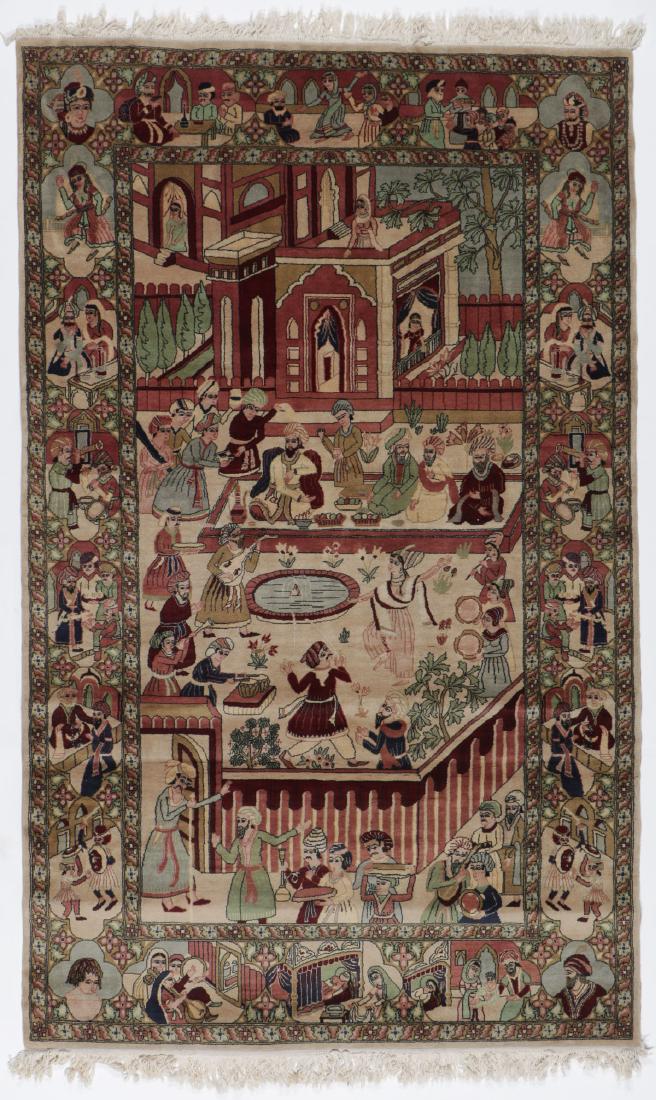 Vintage Tabriz Style Pictorial Rug, Paki: 4'7'' x 7'7'' (1 of 7)