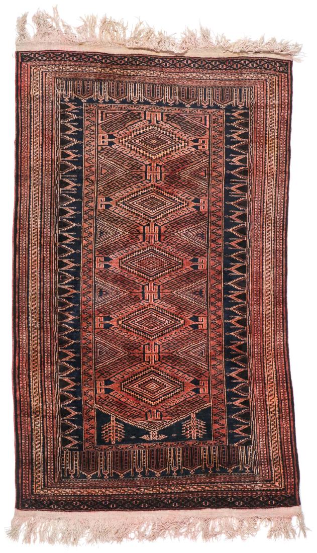 Semi-Antique Beluch Rug: 3'4'' x 5'5'': Semi-Antique Beluch Rug, Afghanistan: 3'4'' x 5'5'' (102 x 165 cm). 11 lbs.