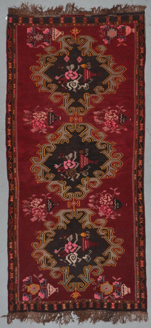 Semi-Antique Kars Kilim: 5'3'' x 11'4'': Semi-Antique Kars Kilim, Turkey: 5'3'' x 11'4'' (160 x 345 cm). 19 lbs.