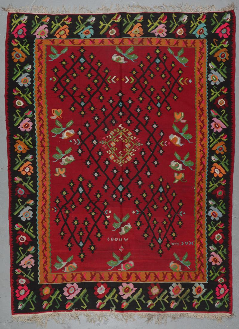 Semi-Antique Kilim: 7'10'' x 10'8'': Semi-Antique Kilim, Turkey: 7'10'' x 10'8'' (239 x 325 cm). 22 lbs.